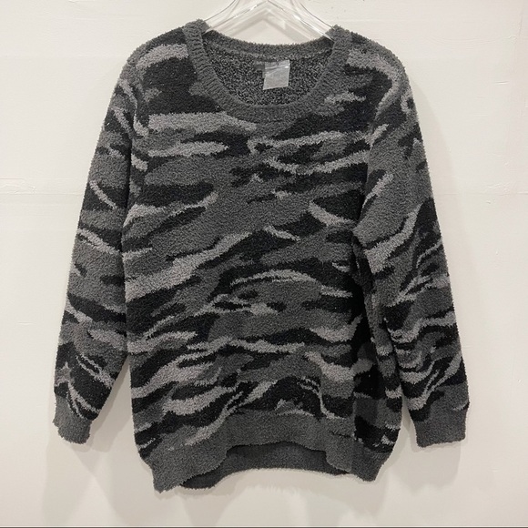 Barefoot Dreams Cozy Chic Knit Seaside Crew-Neck Pullover Sweater Camo Grey 1X,All Products : American Fashion Style Bags On Sale